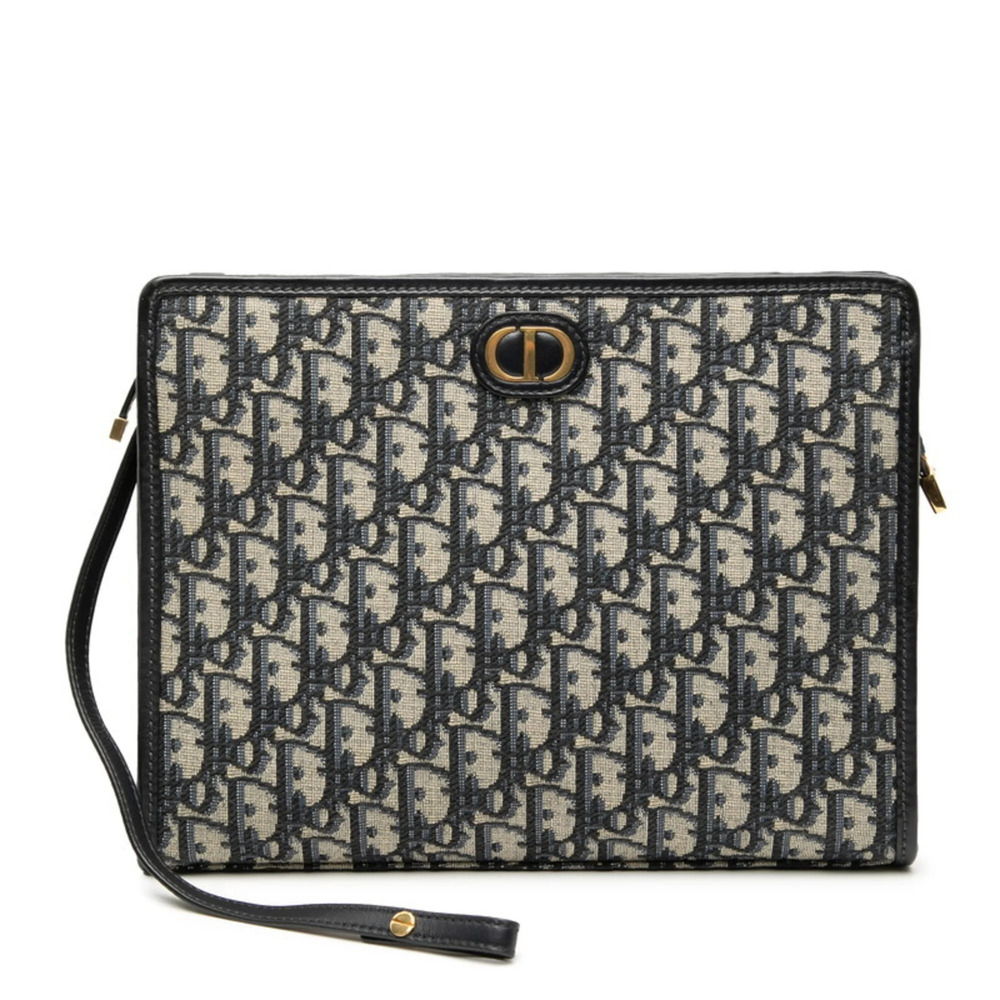 Christian Dior Dior Oblique Trotter 30 Montaigne Clutch Bag, Jacquard Navy Ca...